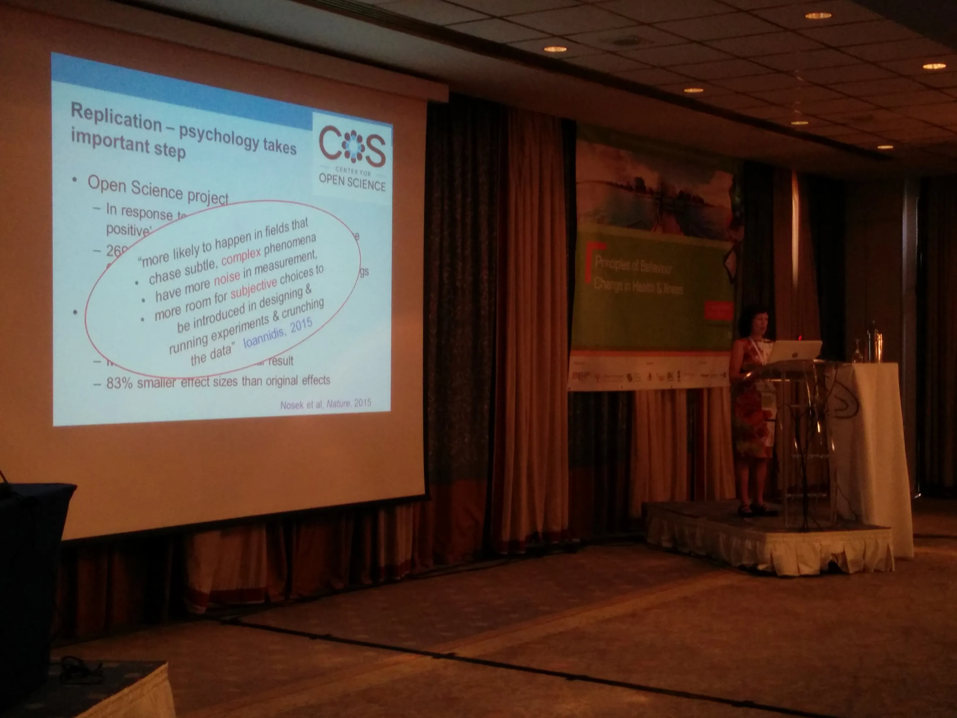 Susan Michie presenting in EHPS 2015. Click to enlarge.
